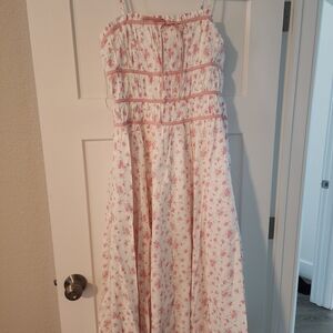 Floral Maxi Dress with Pink Accents